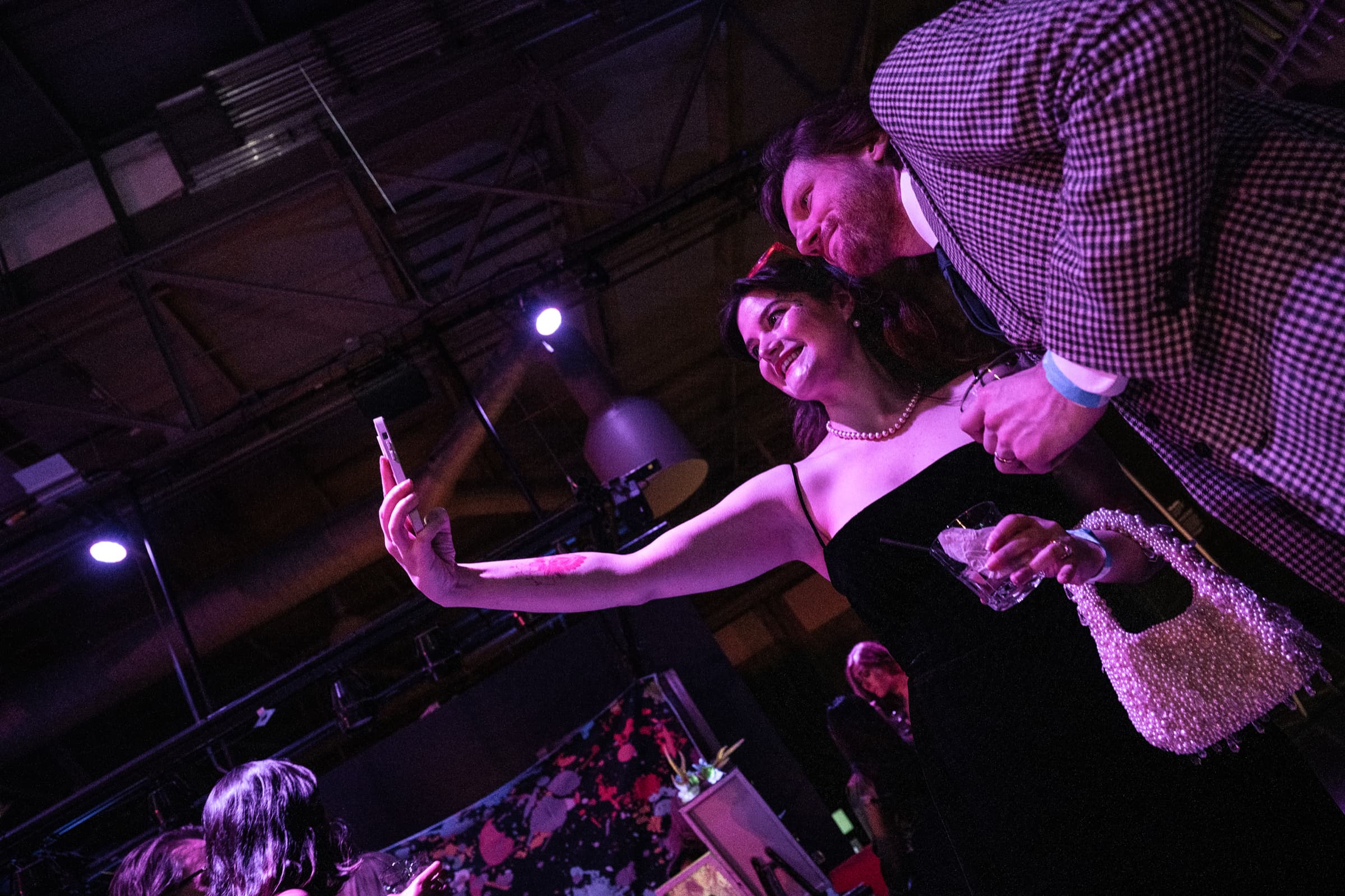 Candid frame of guests dancing and laughing