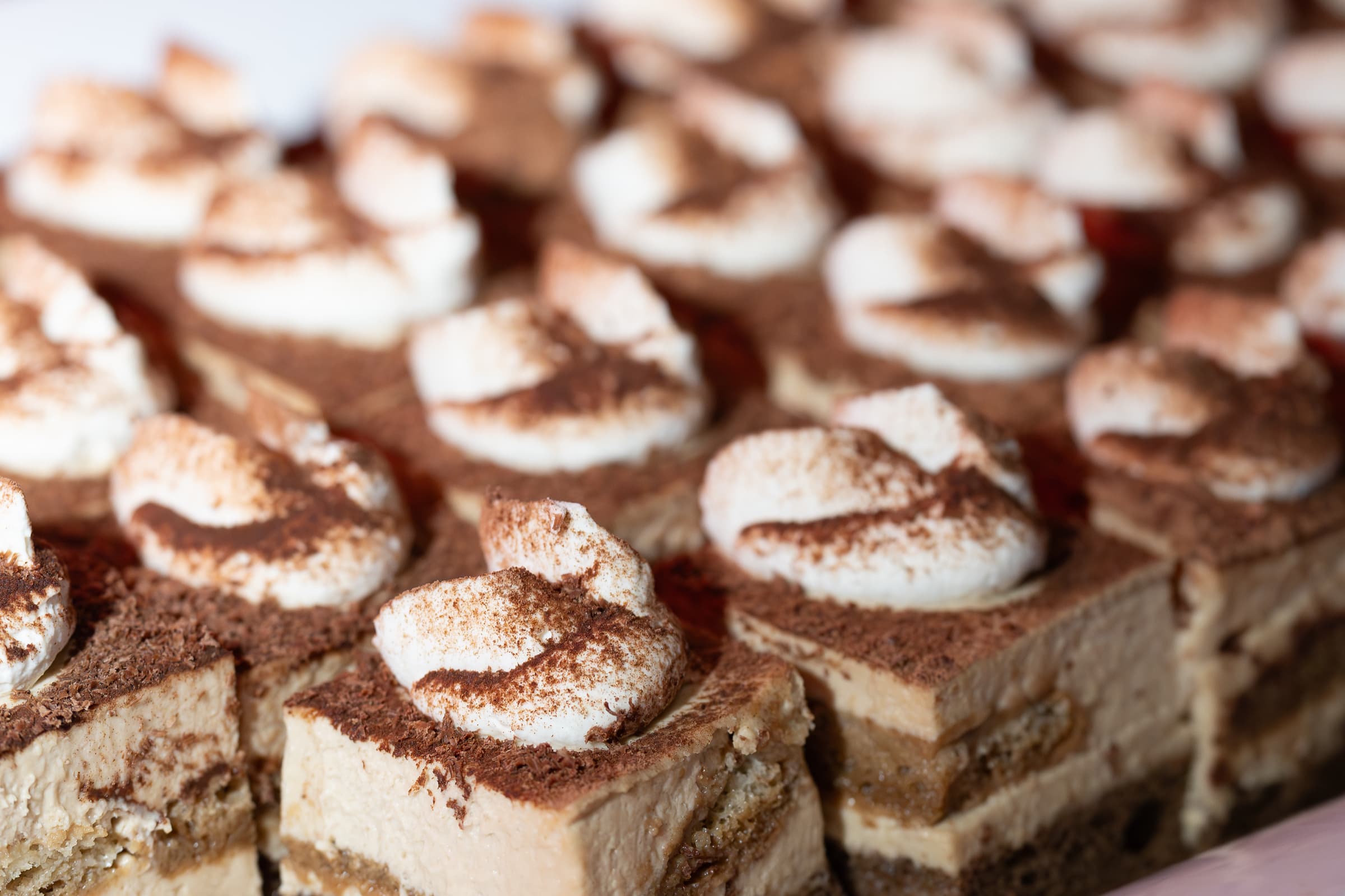 Individual desserts plated and ready for service