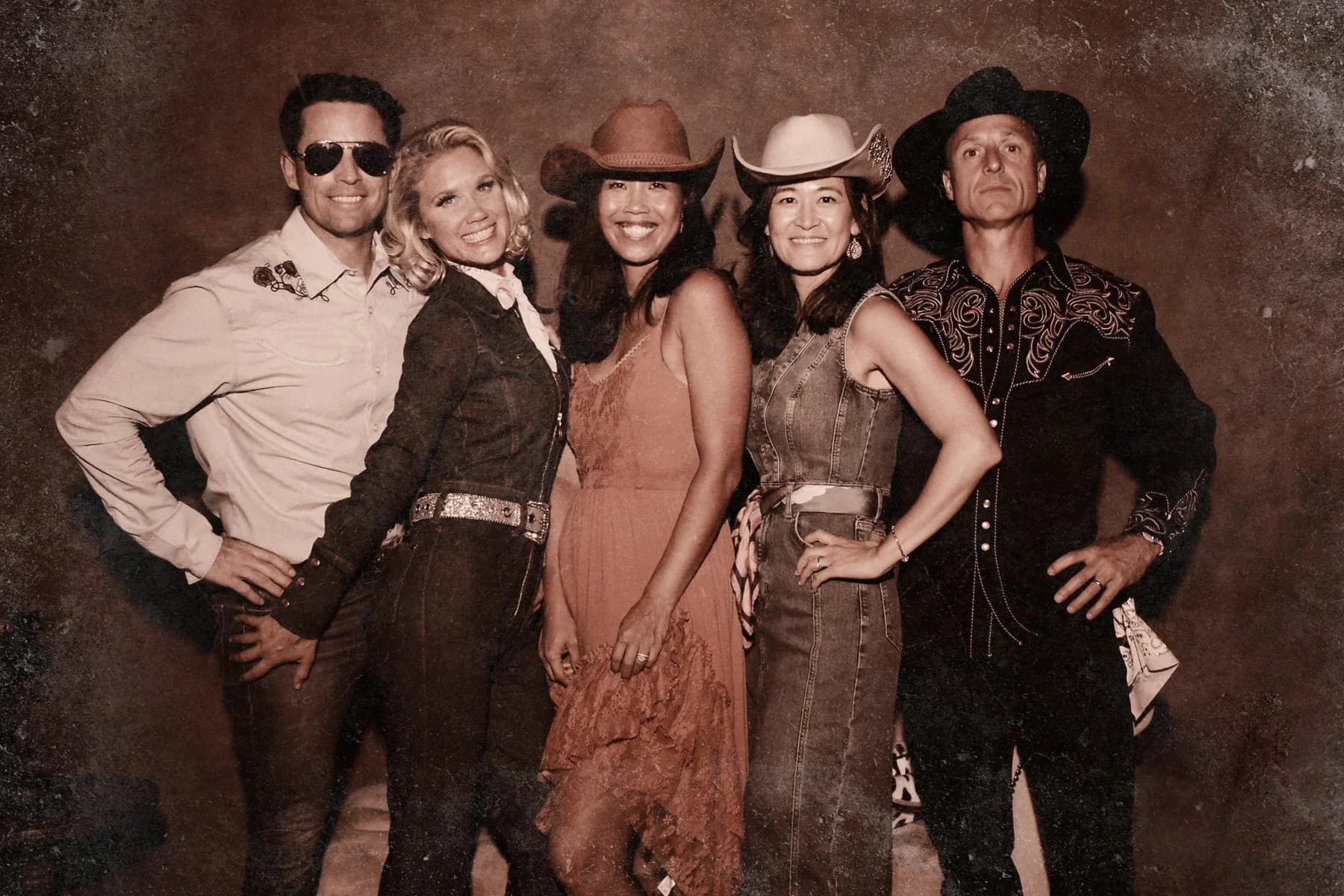 Vintage bellows camera photo booth experience at a corporate event