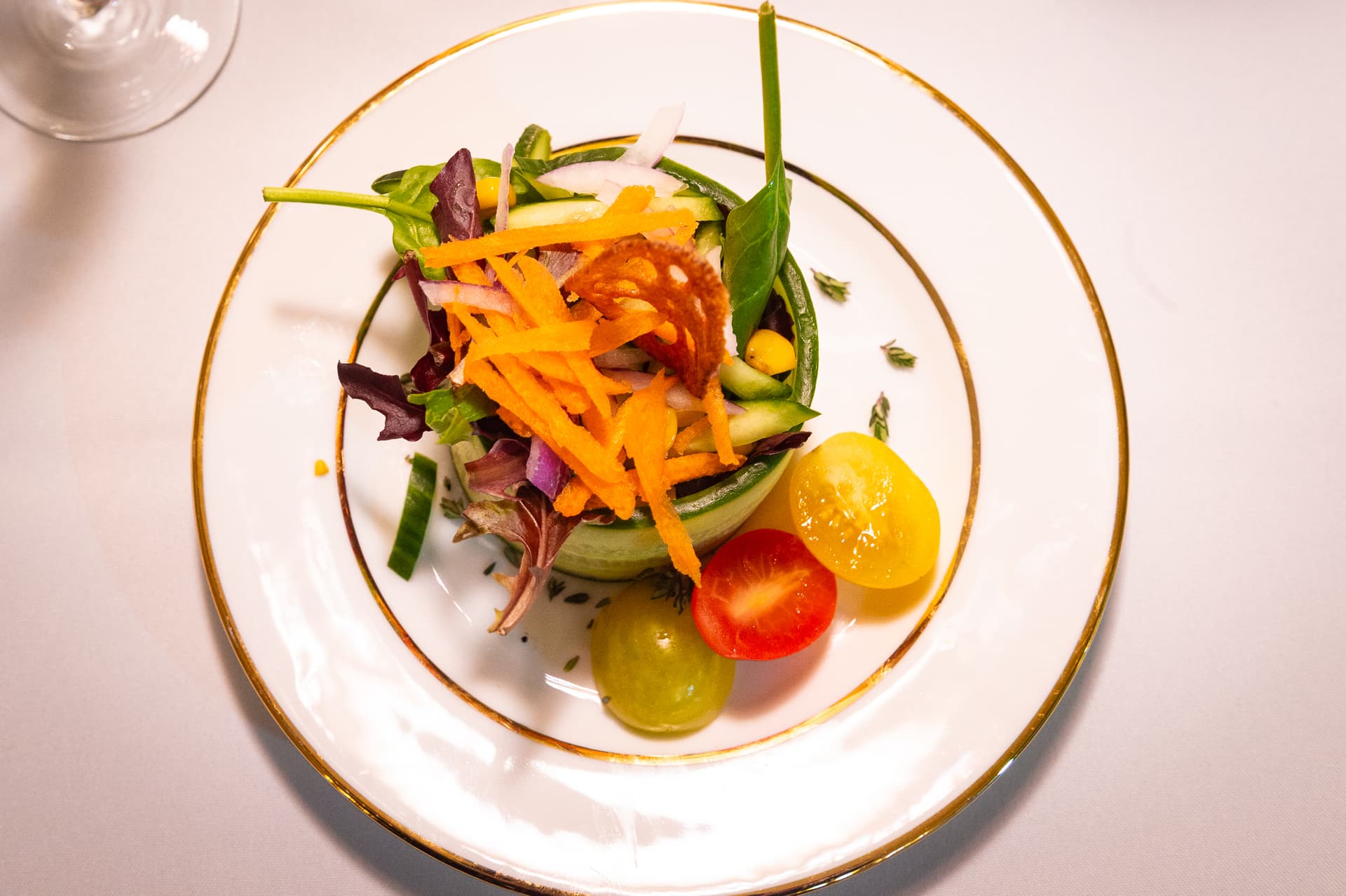 Artfully composed vegetable plate showcasing culinary presentation