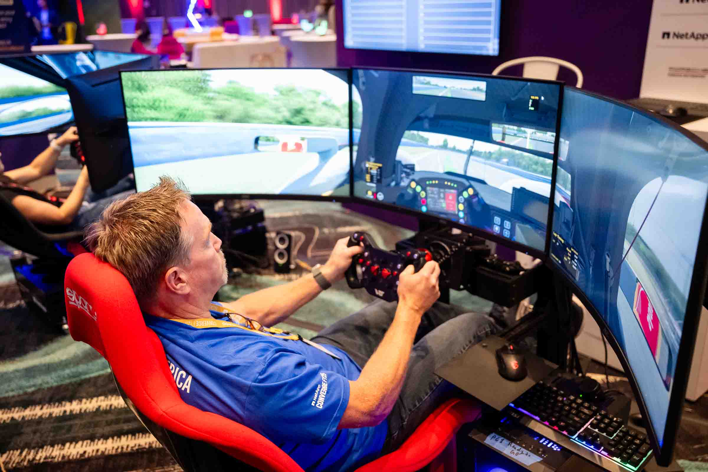 Professionals engaged in conversation during networking event