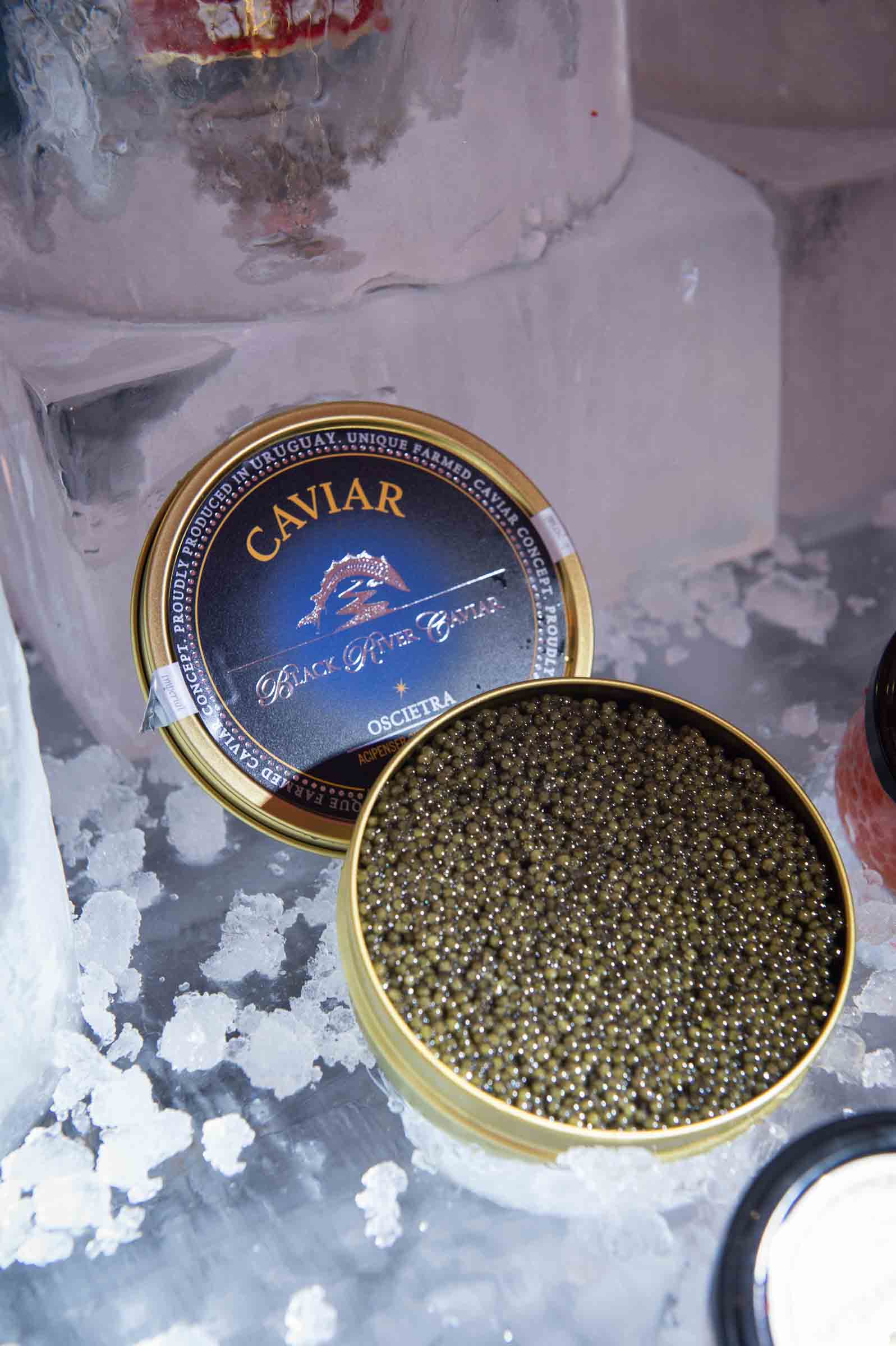Luxury caviar presentation on elegant table setting
