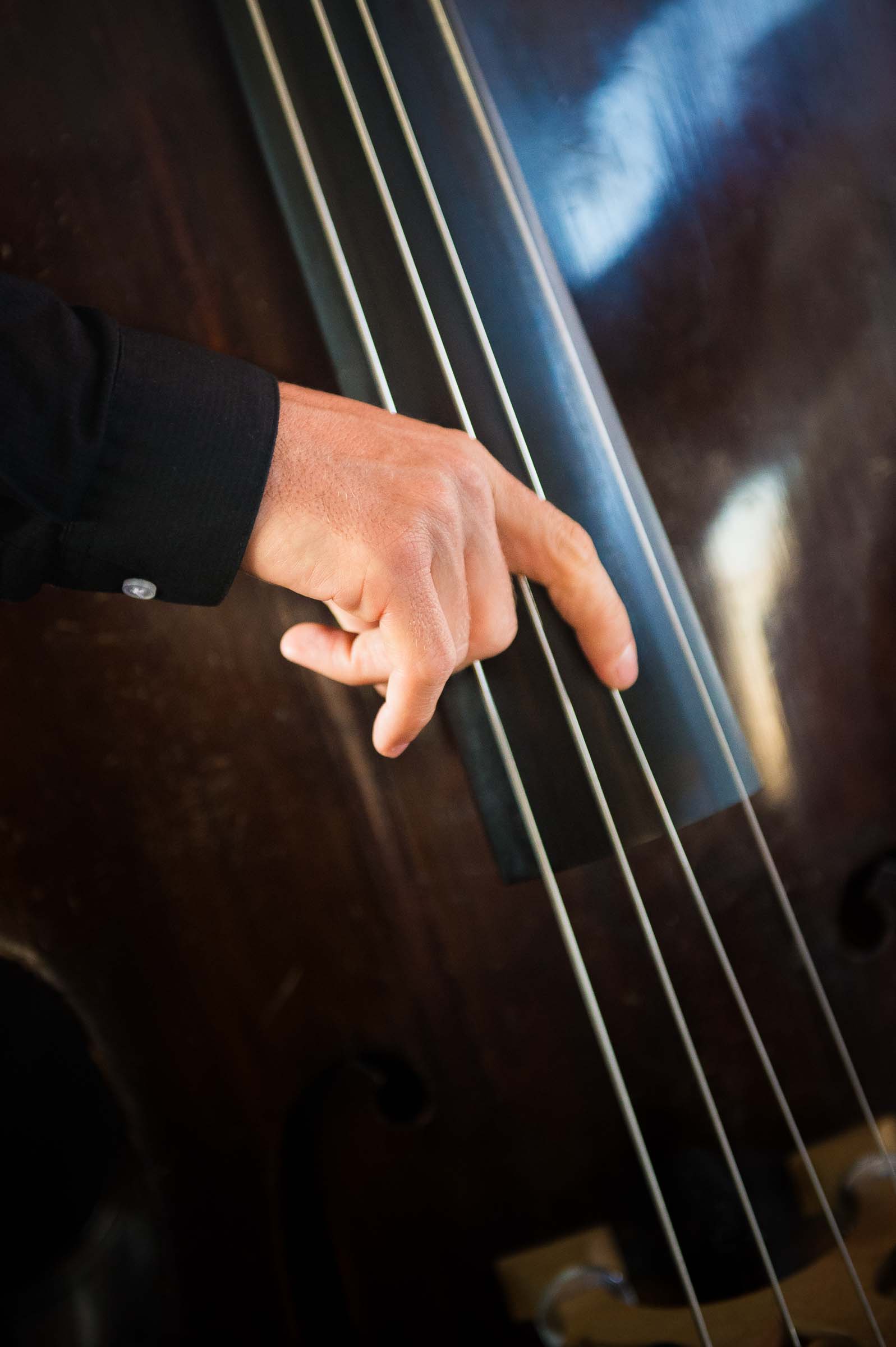 Cellist performing with focus on strings and bow technique